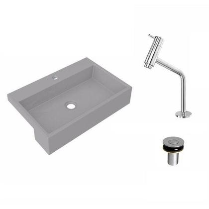 Imagem de Kit Cuba Xrt55 Torneira Pratika 1060 Metal e Válvula Click 1 Polegada B Compace