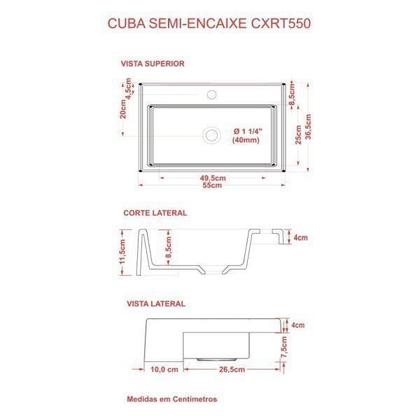 Imagem de Kit Cuba Xrt55 Torneira Pratika 1060 Metal e Válvula Click 1 Polegada B Sifão Flexível Pvc Compace