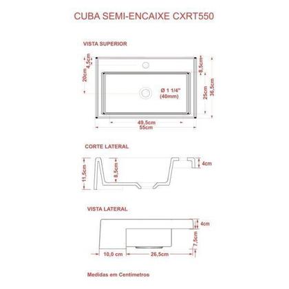 Imagem de Kit Cuba Xrt55 Torneira Pratika 1060 Metal e Válvula Click 1 Polegada G Sifão Flexível Pvc Compace