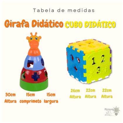 Imagem de Kit Cubo Pedagógico Gigante Criança e Girafa Brinquedo de Empilhar