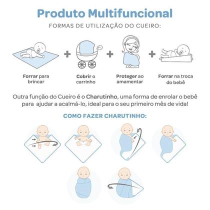 Imagem de Kit Cueiro Bebê Manta Bordados Libélula Rosa Papi 80 x 80Cm