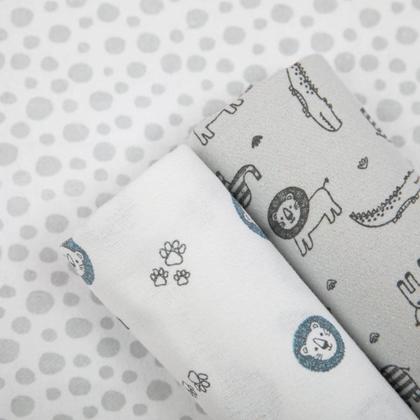 Imagem de Kit cueiro papi 4204 80x80 cm com 3 azul 100% algodão