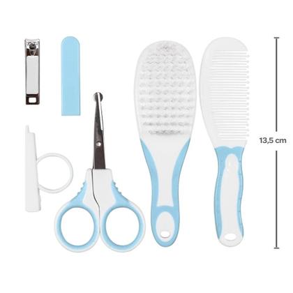 Imagem de Kit Cuidados Baby Com O Bebê Menino Azul 0m Buba 4 Peças