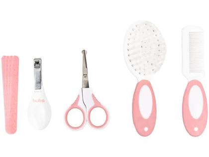 Imagem de Kit Cuidados Bebê Buba Rosa 8 Peças com Estojo