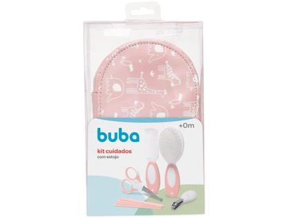 Imagem de Kit Cuidados Bebê Buba Rosa 8 Peças com Estojo