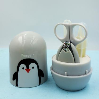 Imagem de Kit Cuidados Bebê Higiene Baby Cortador Manicure Pinguim