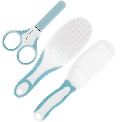 Imagem de Kit Cuidados Higiene do Bebê Cortador Tesoura Escova Pente Buba