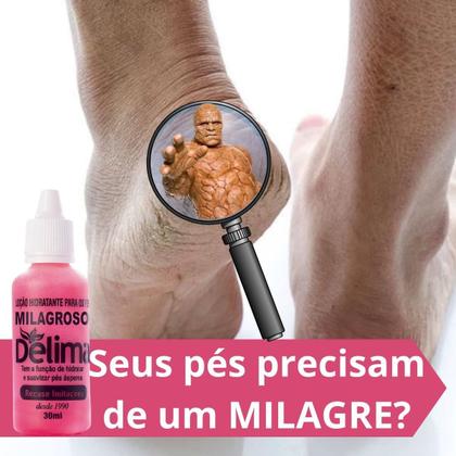 Imagem de Kit Cuidados para os Pés Rachados Creme Hidratante Lizza Derm e Loção Milagroso Delima Rachaduras Fissura pé ressecado seco