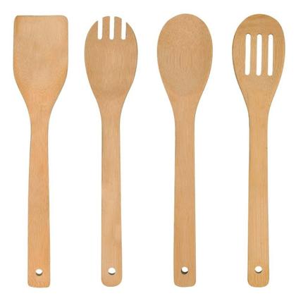 Imagem de Kit Culinário Colher Bambu Pau Suporte Utensílios Cozinha - Mimo Style