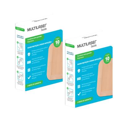 Imagem de Kit Curativo 20 Unidades Extra Grande Multilaser Saúde