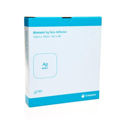 Imagem de Kit Curativo Biatain Ag Espuma Com Prata Não Adesivo 10x10 - 5 Unidades