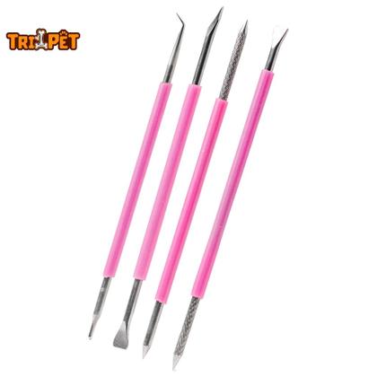 Imagem de  Kit Cutelaria 4 Peças Profissional Espátulas de Cutícula Manicure Podologia Inox Silicone REF. 102,103,104,105