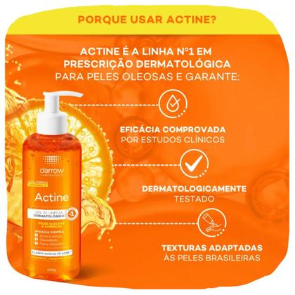 Imagem de Kit Darrow Actine Gel de Limpeza Vitamina C Protetor Solar Facial Sem Cor FPS60 Pele Oleosa