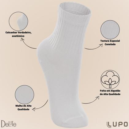 Imagem de Kit De 10 Pares Meia Lupo Sport Kids Cano Curto Infantil Algodão Cores Básicas Para Menino E Menina