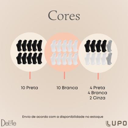 Imagem de Kit De 10 Pares Meia Lupo Sport Kids Cano Curto Infantil Algodão Cores Básicas Para Menino E Menina