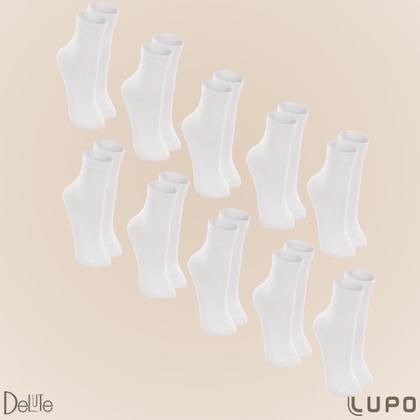 Imagem de Kit De 10 Pares Meia Lupo Sport Kids Cano Curto Infantil Algodão Cores Básicas Para Menino E Menina