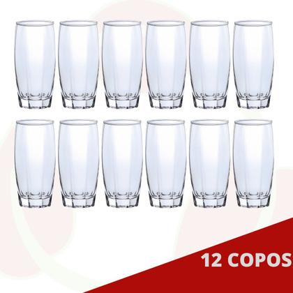 Imagem de Kit de 12 Copos de Vidro 370ML Suco Água Bartender Drinks Chic