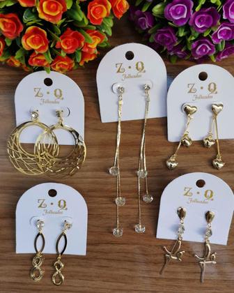 Imagem de Kit De 12 Pares Brincos Grandes Folheado Banhado