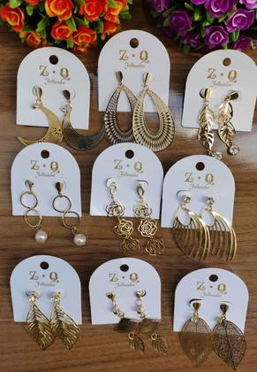 Imagem de Kit De 12 Pares Brincos Grandes Folheado Banhado