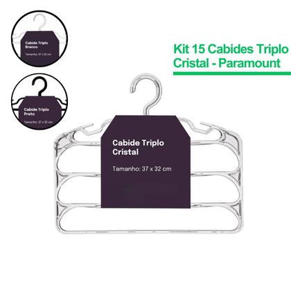 Imagem de Kit de 15 Cabide Triplo Multifuncional Para Calça Bermudas Saias 37x32 cm.