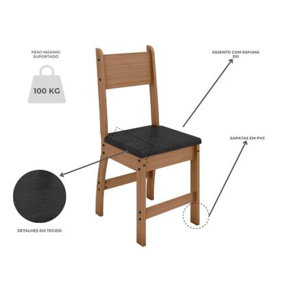 Imagem de Kit de 2 Cadeiras Milano com Tecido em Material Sintetico