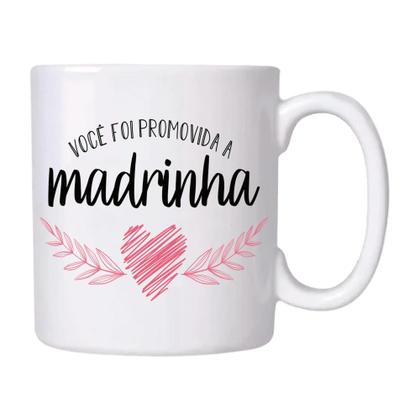 Kit De 2 Canecas Porcelana 310ml Madrinha Padrinho Batizado Casamento Dindo E Dinda - PicNic Imagem de Kit De 2 Canecas Porcelana 310ml Madrinha Padrinho Batizado Casamento Dindo E Dinda