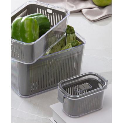 Imagem de Kit De 2 Potes GG Herméticos Slim C/ Travas e Cesto Multiuso