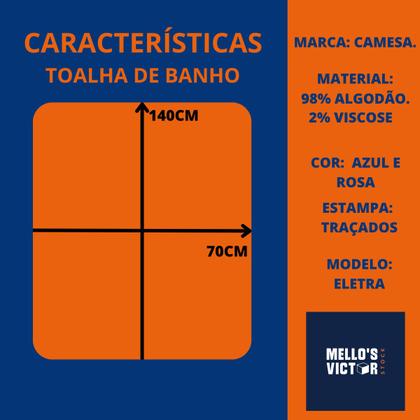 Imagem de Kit de 2 Toalhas de banho Ele e Ela em Algodão Camesa modelo Eletra