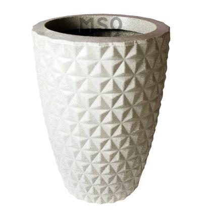 Imagem de Kit de 2 vasos para planta coluna redondo modelo diamante com efeito 3D decoração Casa e Jardim 29x25