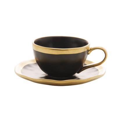 Imagem de Kit De 2 Xícaras De Porcelana Dubai 90ml Pires Café Expresso