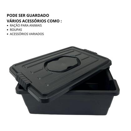 Imagem de Kit de 3 Box de Armazenamento Organização Garagem Casa Tampa