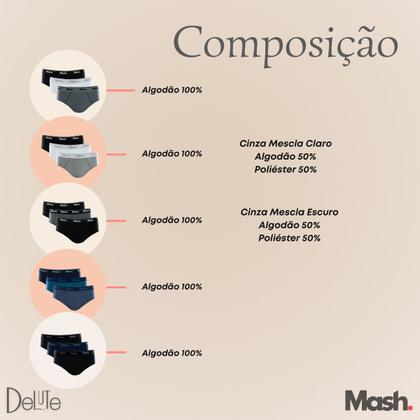 Imagem de Kit De 3 Cuecas Mash Tradicional Adulto Slip Basica Em Algodao Cotton Conforto Com Corte Lateral