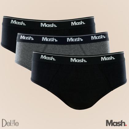 Imagem de Kit De 3 Cuecas Mash Tradicional Adulto Slip Basica Em Algodao Cotton Conforto Com Corte Lateral