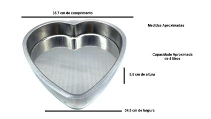 Imagem de Kit De 3 Forma Para Bolo De Coração Assadeira Em Alumínio Com INMETRO De 22, 28 e 36 cm