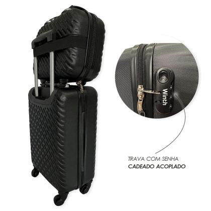 Imagem de Kit De 3 Malas Conjunto Mala De Viagem Preto 360 ABS Tamanhos:P/M/M