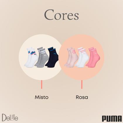 Imagem de Kit de 3 Pares de Meias Puma Modelo Cano Longo Infantil com Calcanhar Verdadeiro Menino e Menina