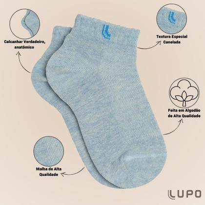 Imagem de Kit De 3 Pares Meia Lupo Sport Kids Cano Curto Infantil Algodão Cores Básicas Para Menino E Menina