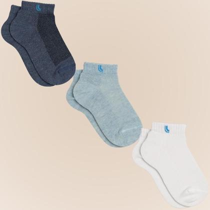 Imagem de Kit De 3 Pares Meia Lupo Sport Kids Cano Curto Infantil Algodão Cores Básicas Para Menino E Menina