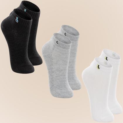 Imagem de Kit De 3 Pares Meia Lupo Sport Kids Cano Curto Infantil Algodão Cores Básicas Para Menino E Menina