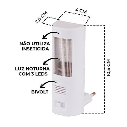 Imagem de Kit De 3 Repelentes Eletrônicos Com Luz Eletrônica Para Insetos Bivolt