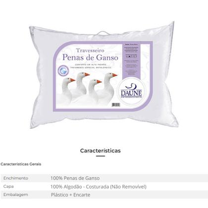 Imagem de Kit de 3 Travesseiros 100% Penas  - 15cm de altura