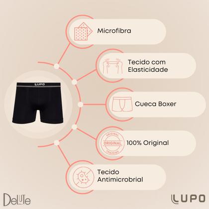 Imagem de Kit De 4 Cuecas Boxer Box Lupo Básicas Original Basic Microfibra Sem Costura Masculino Adulto
