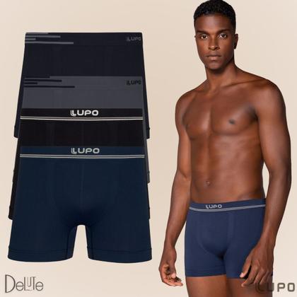 Imagem de Kit De 4 Cuecas Boxer Box Lupo Básicas Original Basic Microfibra Sem Costura Masculino Adulto