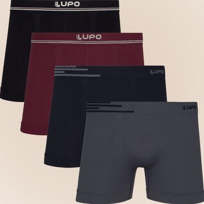 Imagem de Kit De 4 Cuecas Boxer Box Lupo Básicas Original Basic Microfibra Sem Costura Masculino Adulto