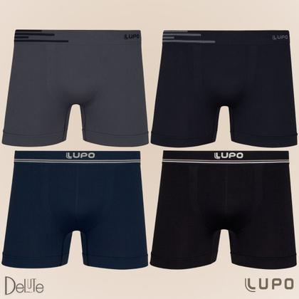 Imagem de Kit De 4 Cuecas Boxer Box Lupo Básicas Original Basic Microfibra Sem Costura Masculino Adulto