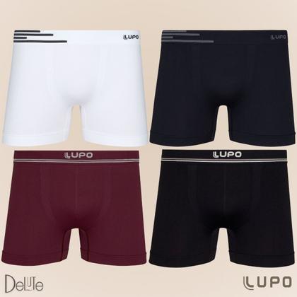Imagem de Kit De 4 Cuecas Boxer Box Lupo Básicas Original Basic Microfibra Sem Costura Masculino Adulto