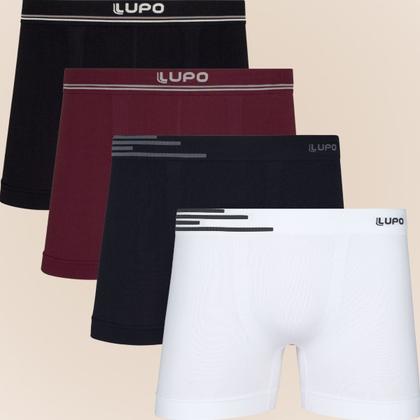 Imagem de Kit De 4 Cuecas Boxer Box Lupo Básicas Original Basic Microfibra Sem Costura Masculino Adulto