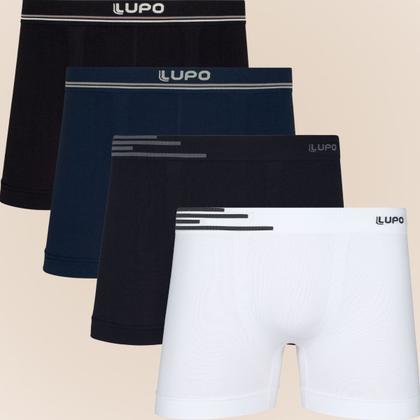 Imagem de Kit De 4 Cuecas Boxer Box Lupo Básicas Original Basic Microfibra Sem Costura Masculino Adulto