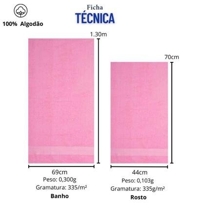 Imagem de Kit de 4 Toalhas Banho Rosto Algodão Macia Moderno