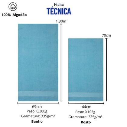 Imagem de Kit de 4 Toalhas Banho Rosto Algodão Macia Moderno